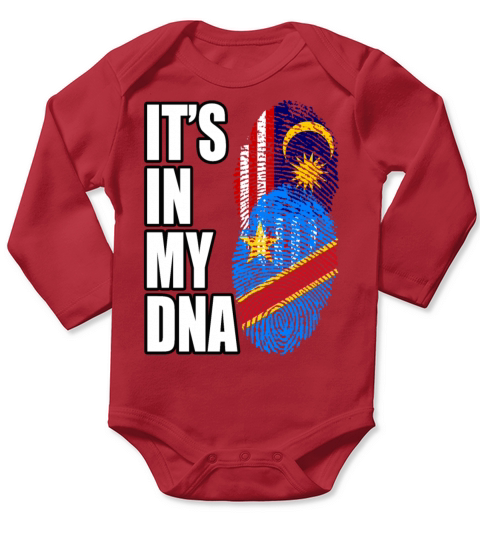 Malaysian And Congolese Mix Heritage DNA Flag Long Sleeve Baby One-Piece