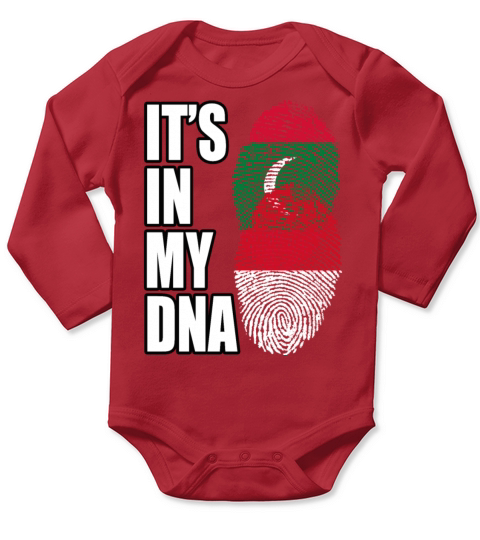 Maldivian And Indonesian Mix Heritage DNA Flag Long Sleeve Baby One-Piece