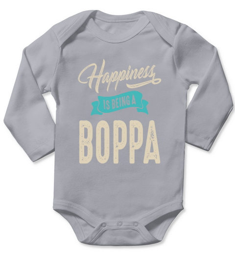Mens Happiness Is Being A Boppa funny Grandpa Long Sleeve Baby One-Piece