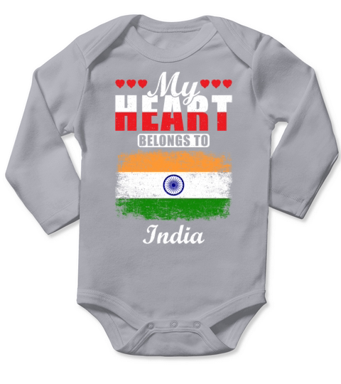 My Heart Belongs to India Long Sleeve Baby One-Piece