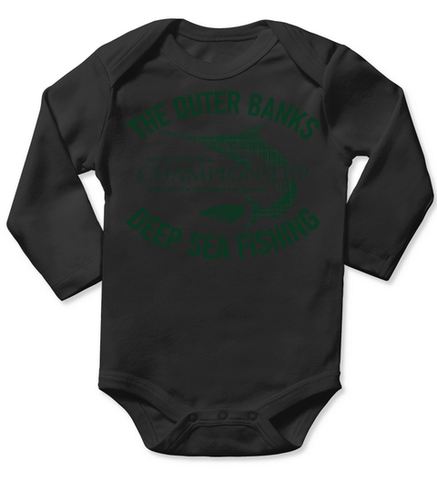 Outer Banks Deep Sea Fishing OBX Vintage Drk Green Long Sleeve Baby One-Piece