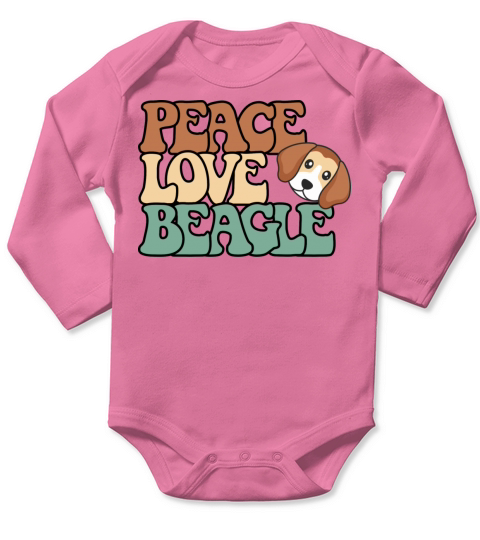 Peace Love Beagle BOHO With Vintage Font Long Sleeve Baby One-Piece