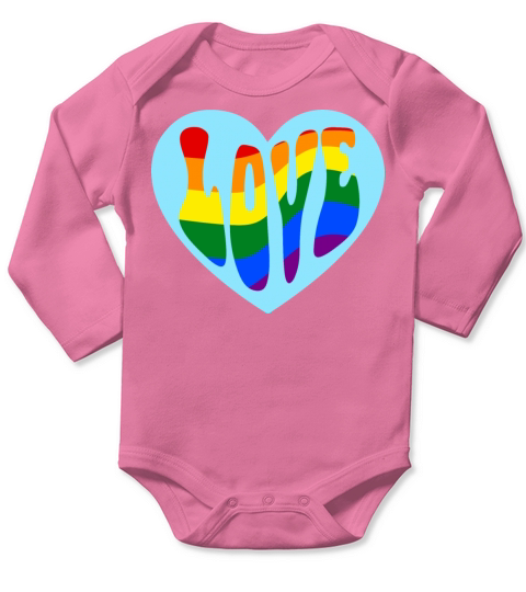Rainbow Love Heart LGBT Gay Pride Month Long Sleeve Baby One-Piece
