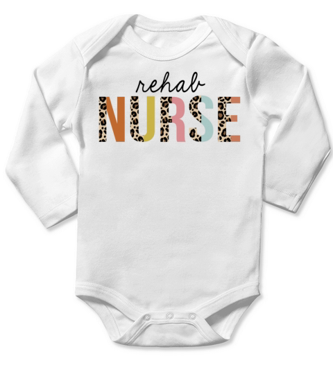 Rehab Nurse Leopard Print Registered RN Nursing Long Sleeve Baby One-Piece