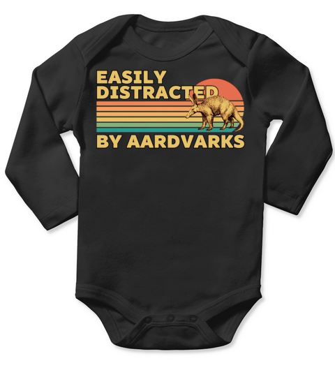 Retro Vintage Easily distracted by Aardvarks Long Sleeve Baby One-Piece