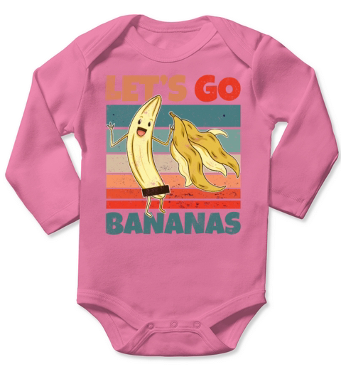 Retro Vintage Lets Bananas Funny Stripped Banana Long Sleeve Baby One-Piece
