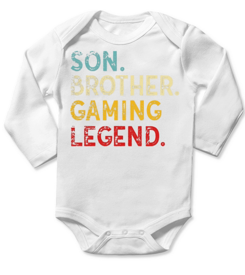 Son Brother Gaming Legend Retro Vintage Funny Vide Long Sleeve Baby One-Piece