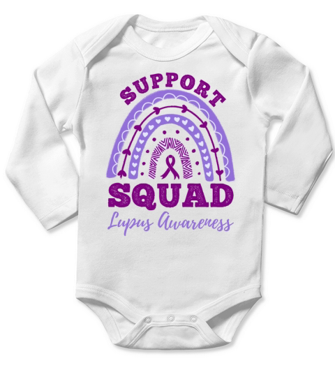 Support Squad Lupus Awareness Rainbow Long Sleeve Baby One-Piece