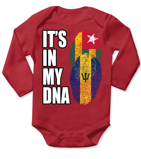 Togolese And Barbadian Mix Heritage DNA Flag Long Sleeve Baby One-Piece