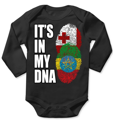 Tongan And Ethiopian Mix Heritage DNA Flag Long Sleeve Baby One-Piece