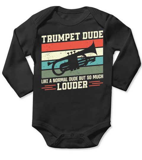 Trumpet Player Vintage Retro Long Sleeve Baby One-Piece