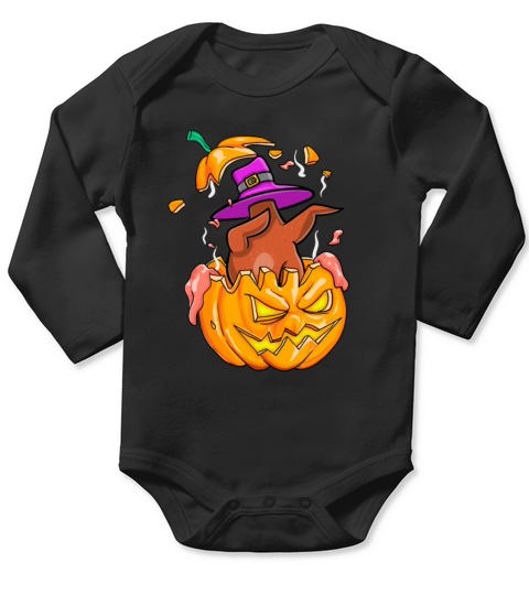 Turkey Dabbing Halloween T-Shirt Pumpkin Dab Gift Long Sleeve Baby One-Piece