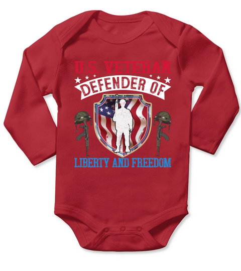 U.S. Veteran Defender Of Liberty And Freedom Long Sleeve Baby One-Piece