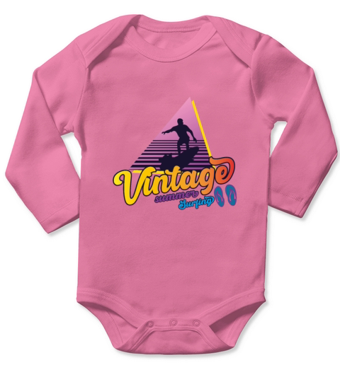 Vintage Summer Surfing Long Sleeve Baby One-Piece