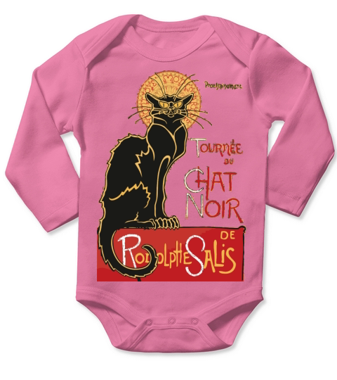 Vintage Tournee Du C Noir Black Cat Long Sleeve Baby One-Piece