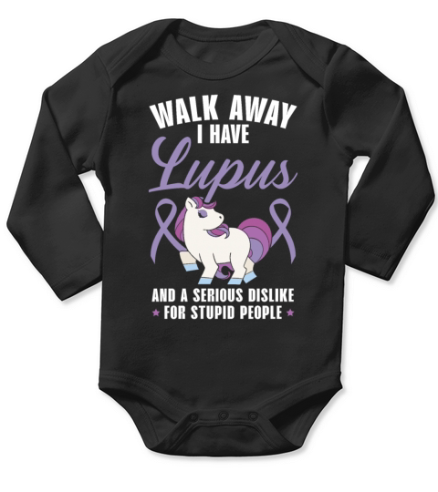 Walk Away I Have Lupus Unicorn Lupus Awareness Long Sleeve Baby One-Piece