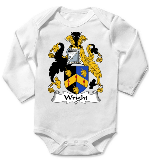 Wright Coat of Arms Irish Family Crests Long Sleeve Baby One-Piece