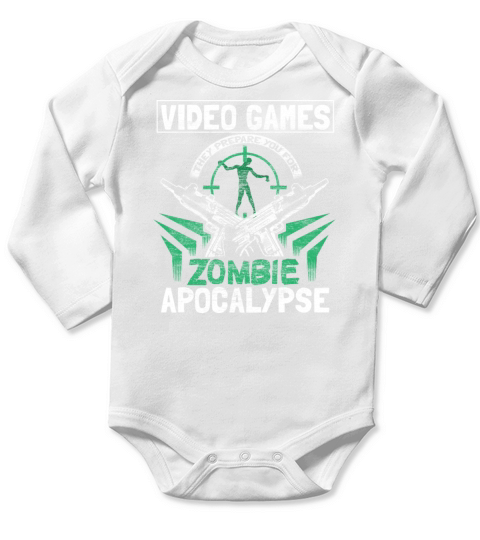 Zombie Apocalypse Games Funny Saying Long Sleeve Baby One-Piece