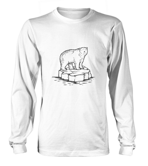 Polar Bear on Ice Floe Illustration Tshirt Long sleeved Unisex