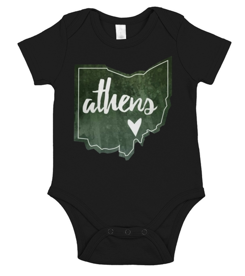Athens Ohio - Watercolor Heart Short Sleeve Baby One-Piece