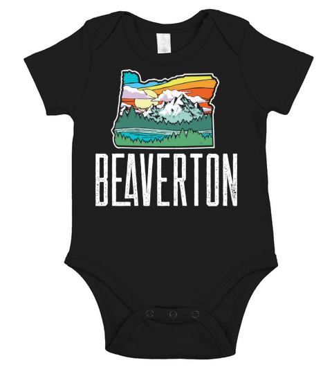 Beaverton Vintage Oregon Nature Outdoors Retro Gra Short Sleeve Baby One-Piece