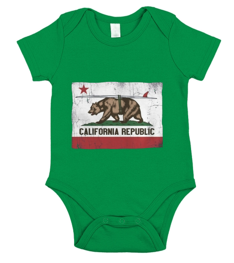 California Republic Surfing Bear Flag Vintage T-Shirt Short Sleeve Baby One-Piece