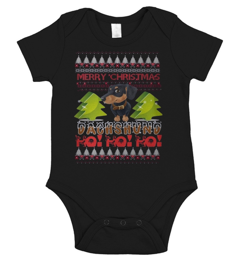 Dachshund Ugly Christmas Pull, Jour de Noël Teckel, Réveillon de Noël Teckel, Teckel Noel Short Sleeve Baby One-Piece