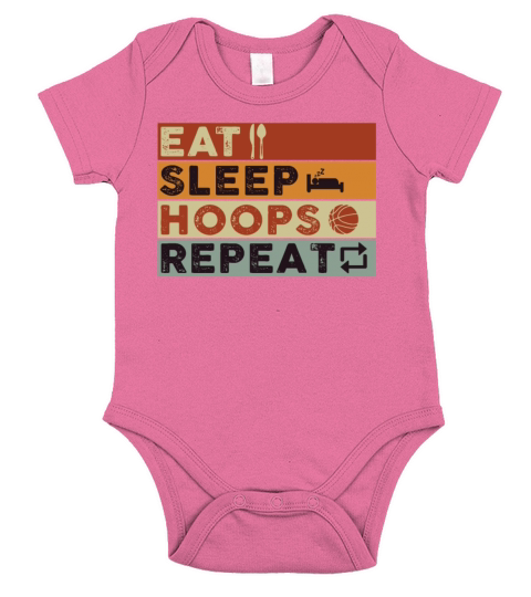 Eat Sleep Hoops Repeat Basketball Short Sleeve Baby One-Piece