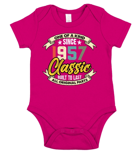 Funny Birthday Born in 1957 Limited Edition Short Sleeve Baby One-Piece