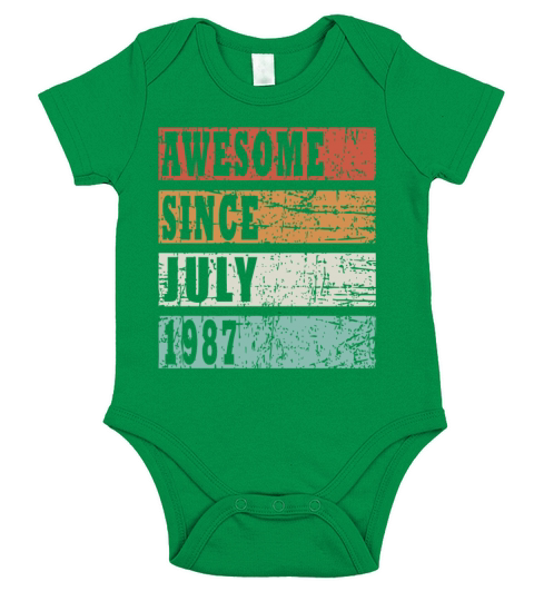 July 1987 birthday greeting retro design Short Sleeve Baby One-Piece