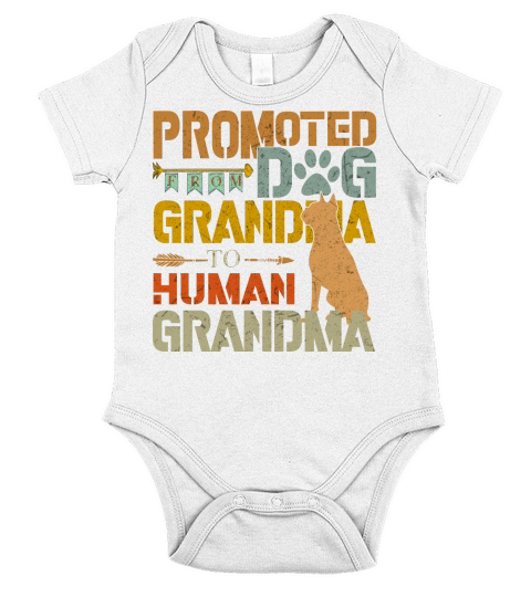 Promoted From Dog Grandma To Human Grandma Retro Vintage Short Sleeve Baby One-Piece