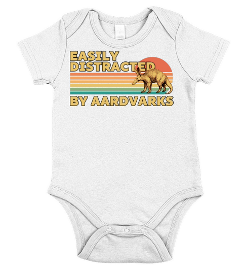 Retro Vintage Easily distracted by Aardvarks Short Sleeve Baby One-Piece