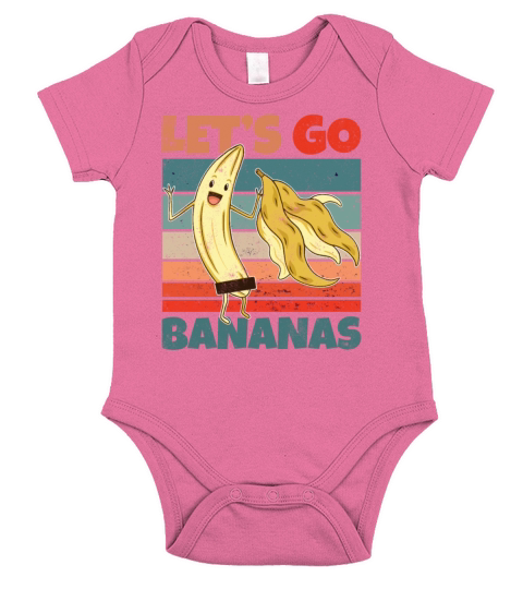 Retro Vintage Lets Bananas Funny Stripped Banana Short Sleeve Baby One-Piece