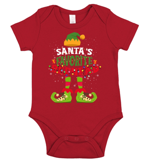 Santas Favorite Redhead Elf Christmas Tree Short Sleeve Baby One-Piece