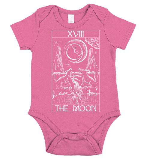 Tarot Card The Moon Xviii Occult Vintage Short Sleeve Baby One-Piece