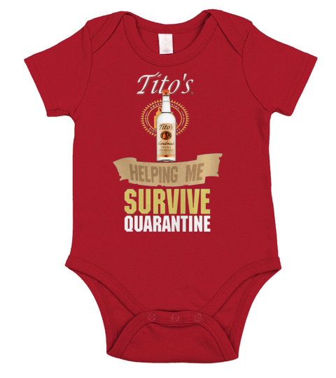 Titos Handmade Vodka Helping Me Survive Quarantine shirt Short Sleeve Baby One-Piece