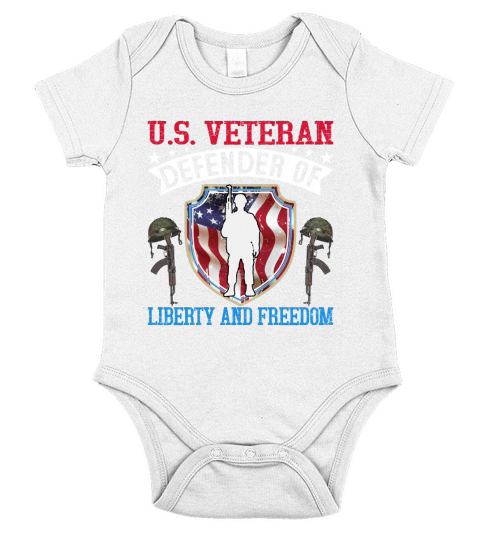 U.S. Veteran Defender Of Liberty And Freedom Short Sleeve Baby One-Piece
