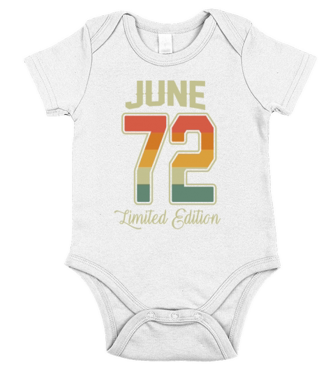 Vintage 50th Birthday June 1972 Sports Gift Short Sleeve Baby One-Piece