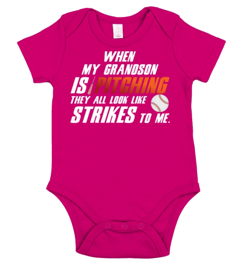 When My Grandson Is Pitching Short Sleeve Baby One-Piece