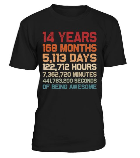 14 Years of Being Awesome Vintage 14th Birthday T-Shirt Unisex