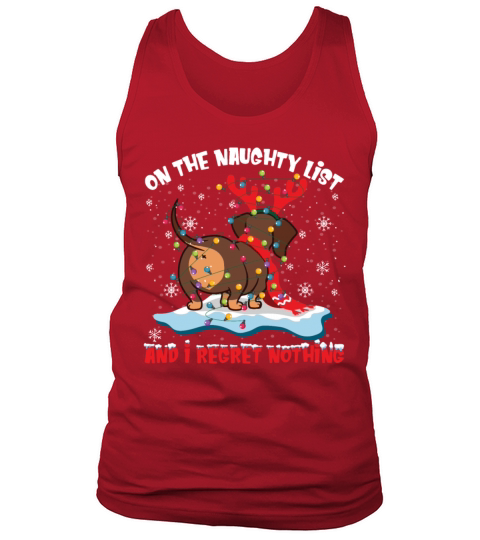 Dachshund Christmas On The Naughty List Regret Tank Top Unisex