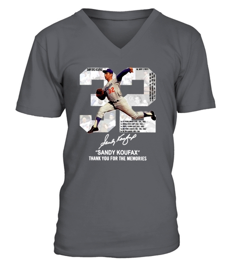 32 Sandy Koufax Thank You For The Memories Signature V-Neck T-shirt