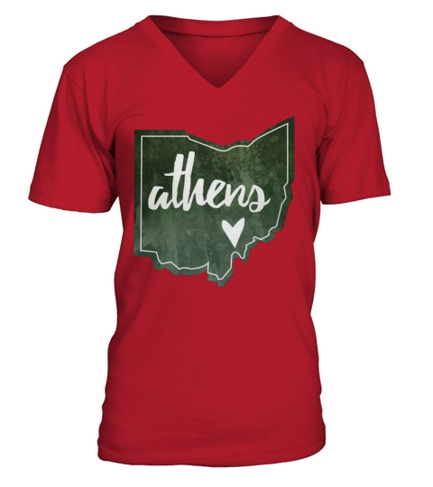 Athens Ohio - Watercolor Heart V-Neck T-shirt