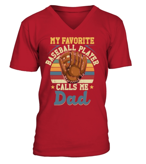 Baseball Fan Dad Father Vintage V-Neck T-shirt