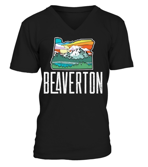 Beaverton Vintage Oregon Nature Outdoors Retro Gra V-Neck T-shirt