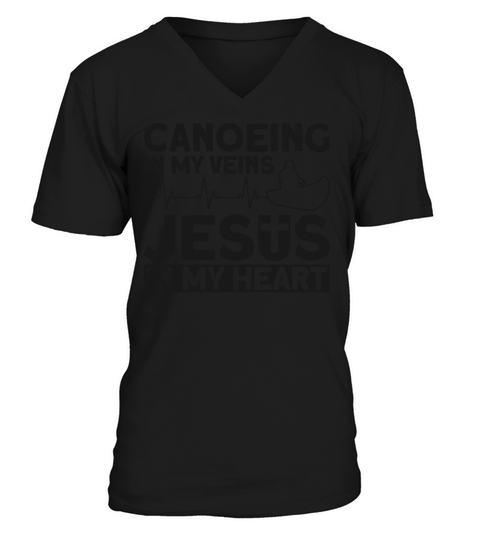 Canoe Canoeing Jesus Faith Vintage V-Neck T-shirt