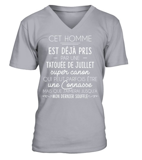 CET HOMME EST DEJA PRIS PAR UNE TATOUEE DE JUILLET V-Neck T-shirt