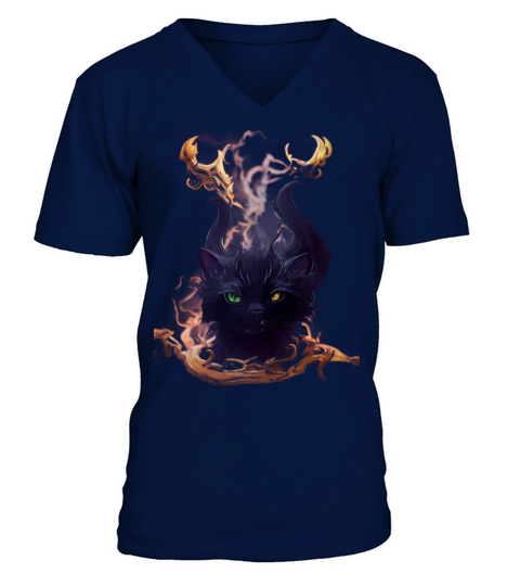 Demon Black Cat V-Neck T-shirt