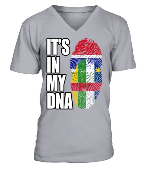 Gambian And Central African Mix Heritage DNA Flag V-Neck T-shirt