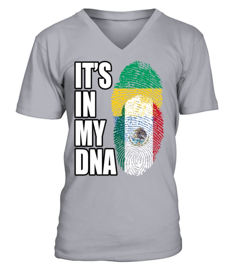 Gambian And Mexican Mix Heritage DNA Flag V-Neck T-shirt